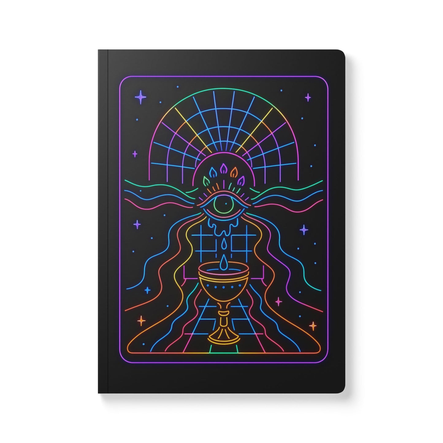 Neon All-Seeing Eye Journal – Mystical Softcover Journal for Spiritual Journaling, Manifestation, Moon Rituals & Tarot Tracking