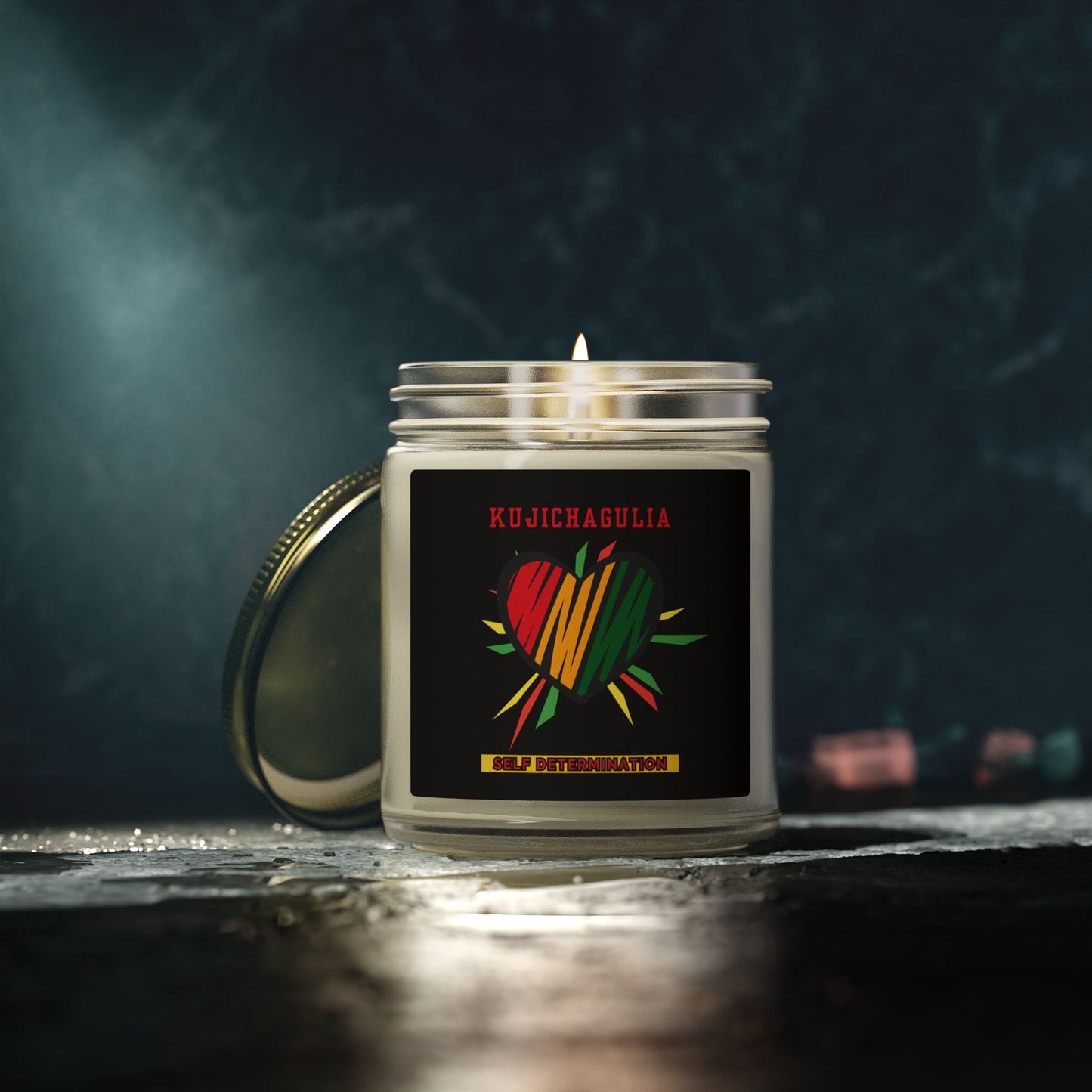 Kujichagulia Kwanzaa Candle - Self-Determination Principle Gift - Natural Coconut Apricot Wax