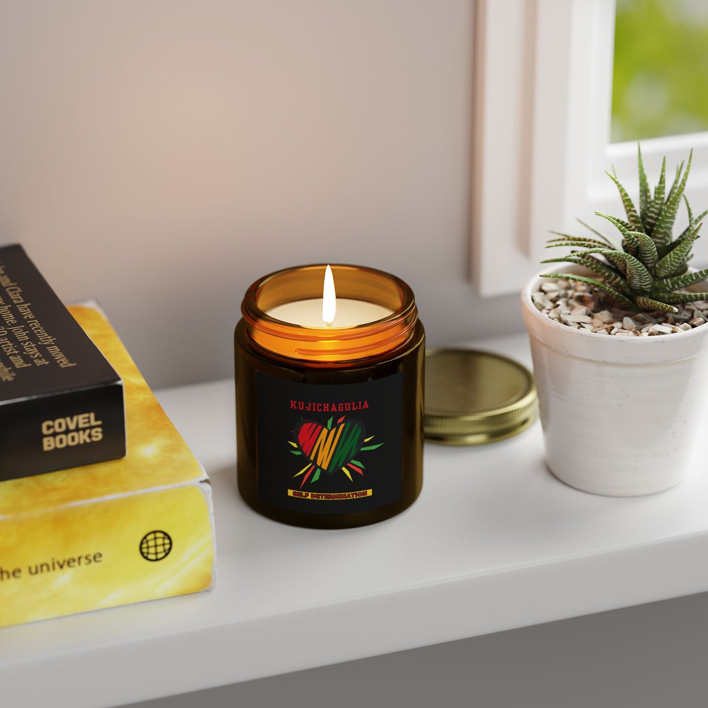 Kujichagulia Kwanzaa Candle - Self-Determination Principle Gift - Natural Coconut Apricot Wax