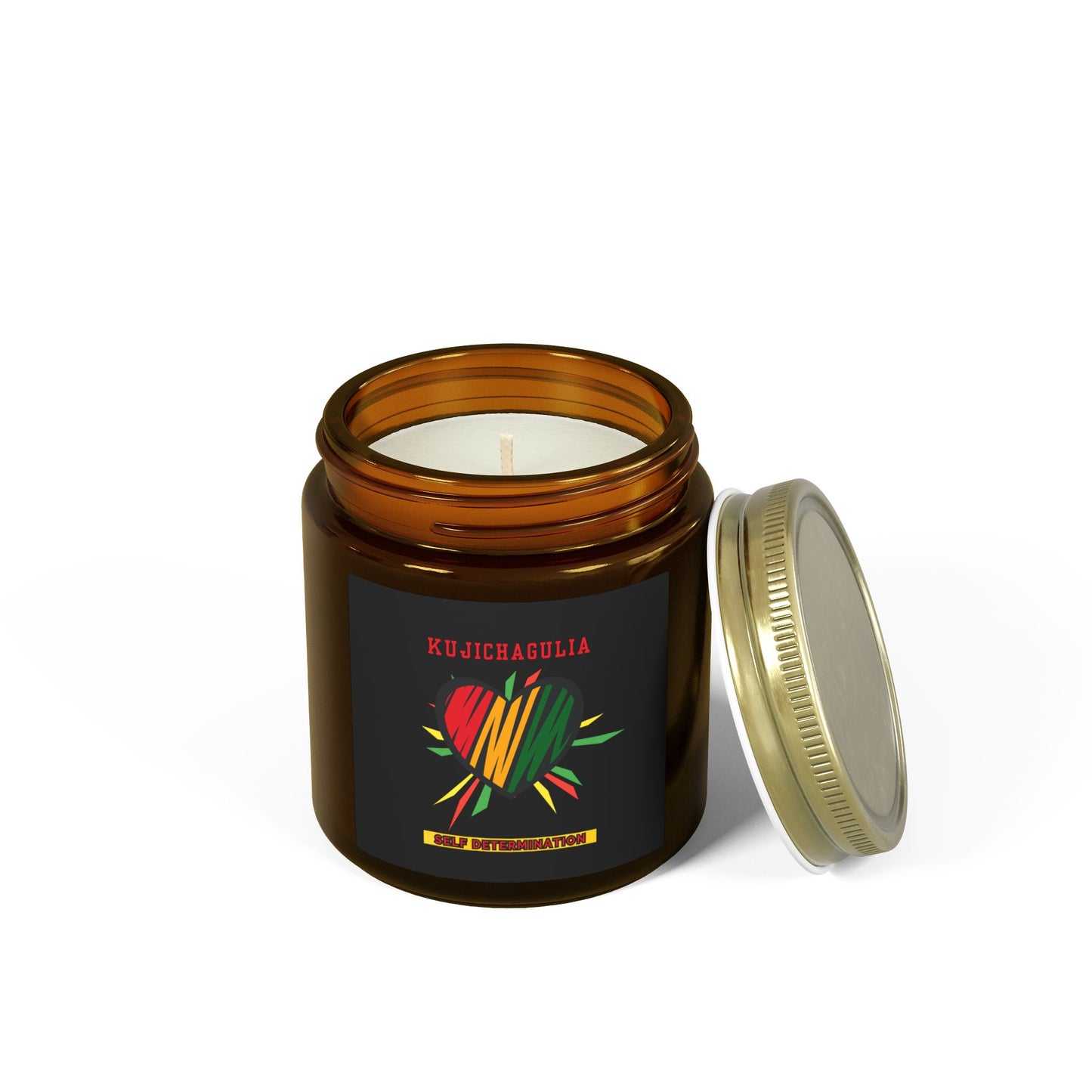 Kujichagulia Kwanzaa Candle - Self-Determination Principle Gift - Natural Coconut Apricot Wax