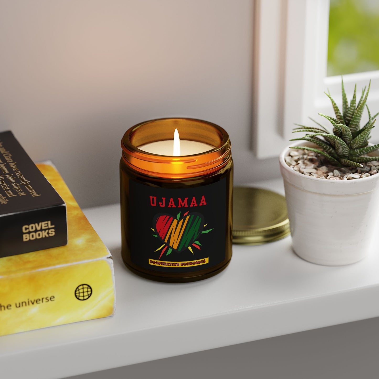 Ujamaa Kwanzaa Candle - Cooperative Economics Principle Gift - Natural Coconut Apricot Wax