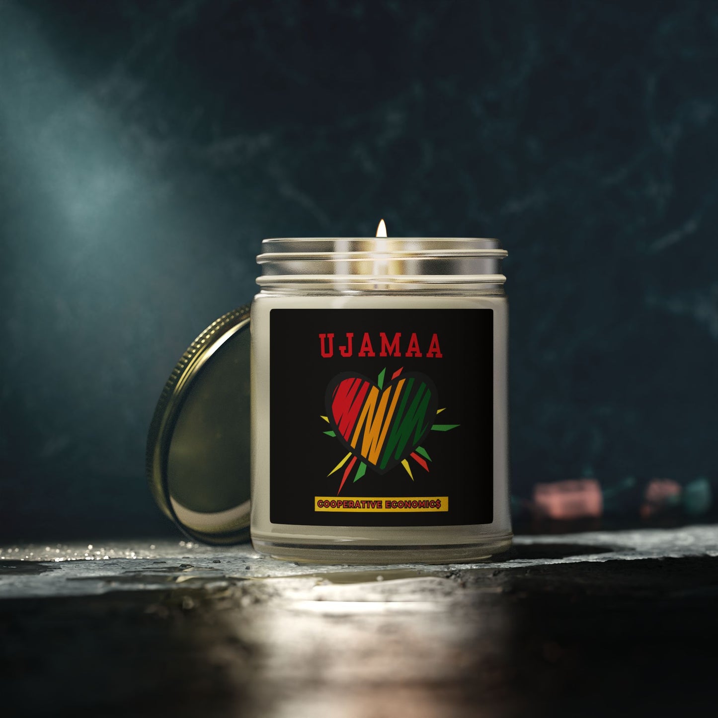 Ujamaa Kwanzaa Candle - Cooperative Economics Principle Gift - Natural Coconut Apricot Wax