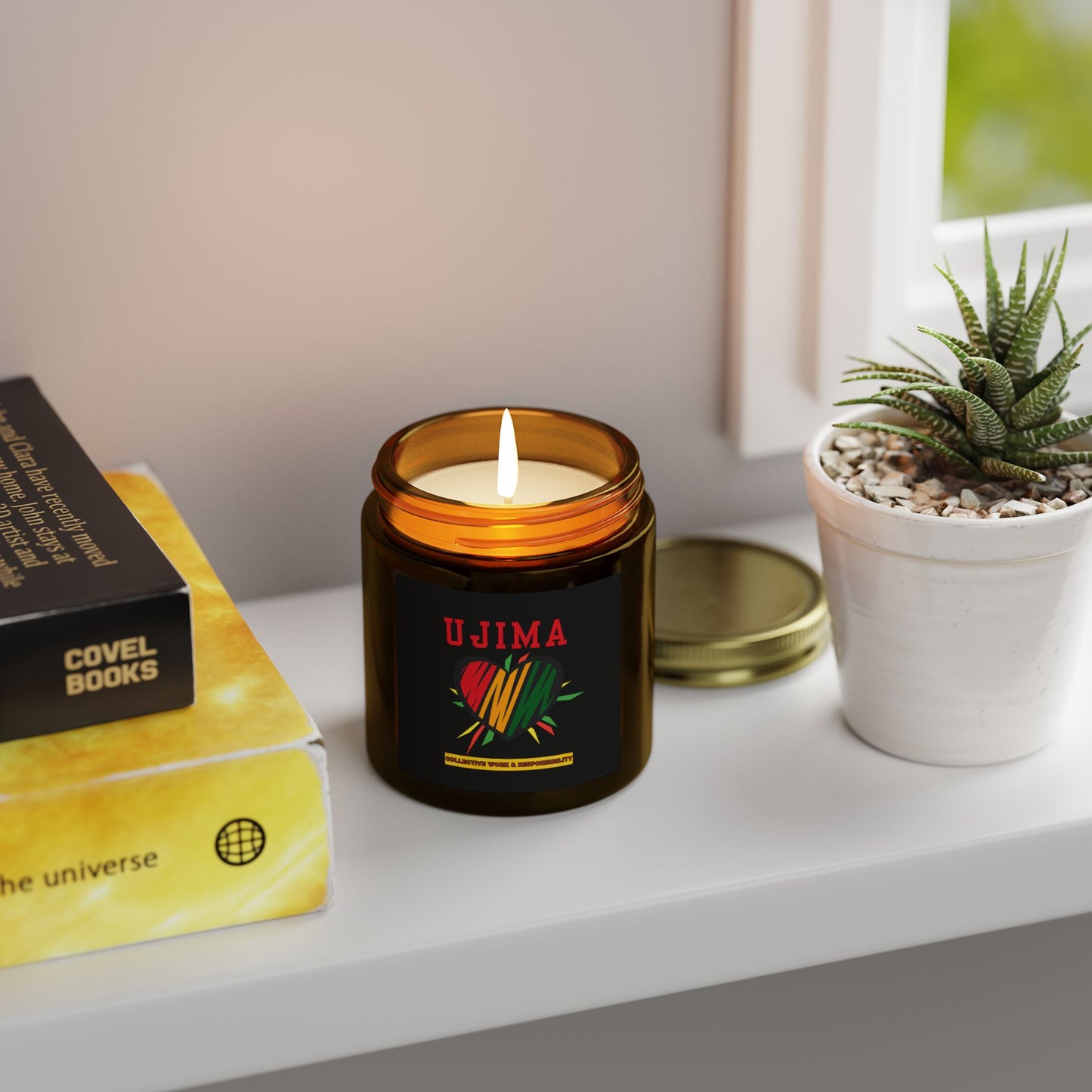 Ujima Kwanzaa Candle - Collective Work Responsibility Principle - Natural Coconut Apricot Wax