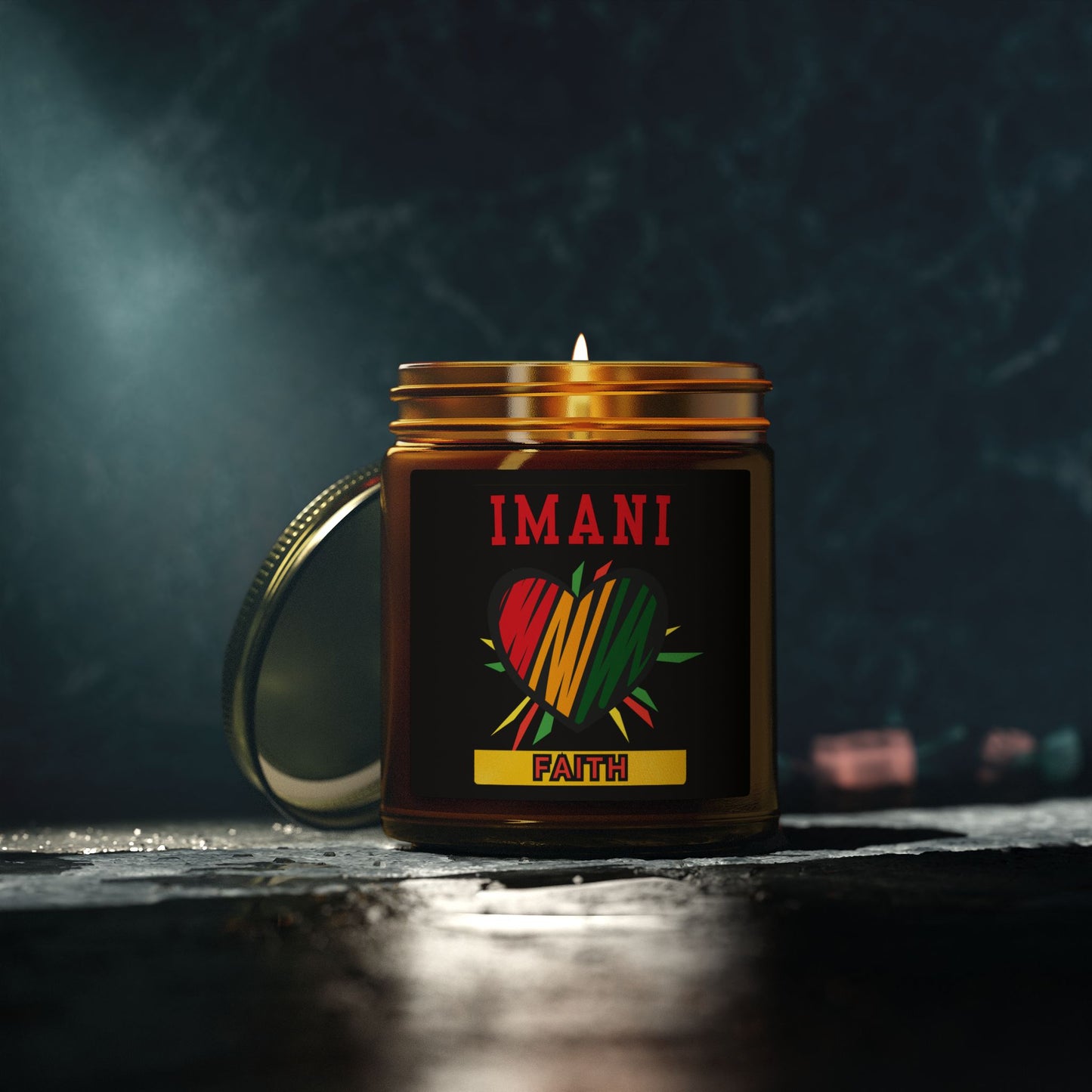 Imani Kwanzaa Candle - Faith Principle African Heritage Gift - Natural Coconut Apricot Wax