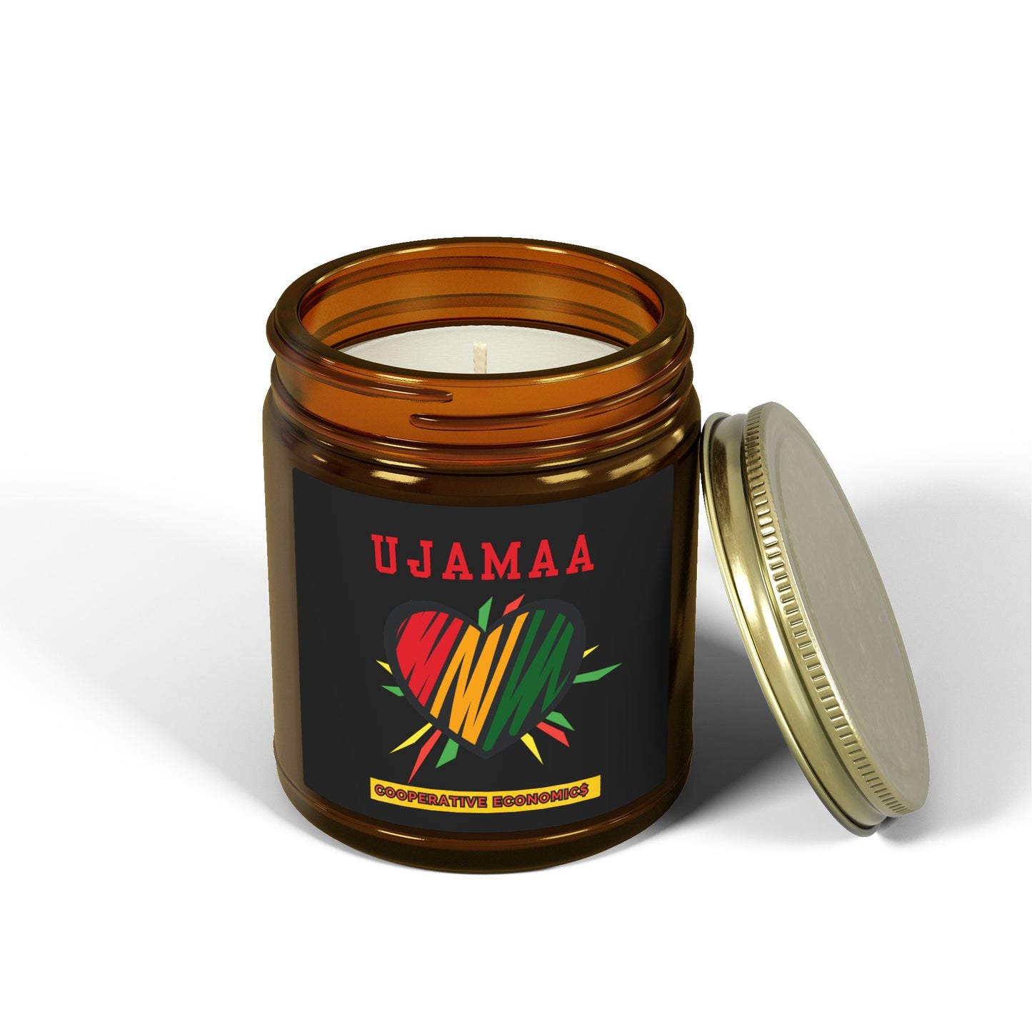 Ujamaa Kwanzaa Candle - Cooperative Economics Principle Gift - Natural Coconut Apricot Wax