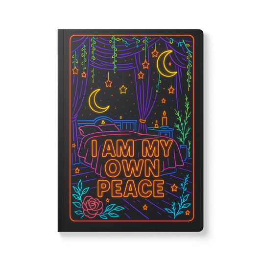 I Am My Own Peace Neon Journal – Aesthetic Softcover Journal for Self-Care, Affirmations and Mindful Writing