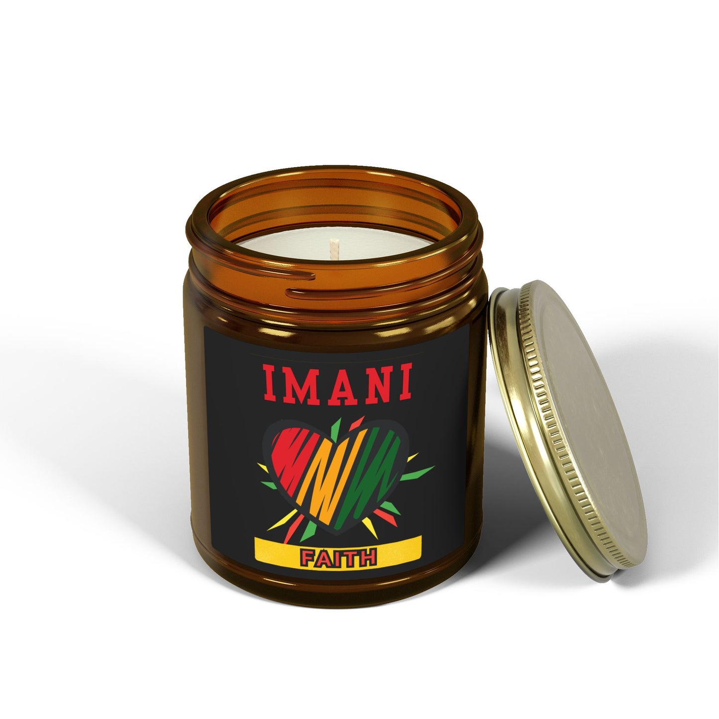 Imani Kwanzaa Candle - Faith Principle African Heritage Gift - Natural Coconut Apricot Wax
