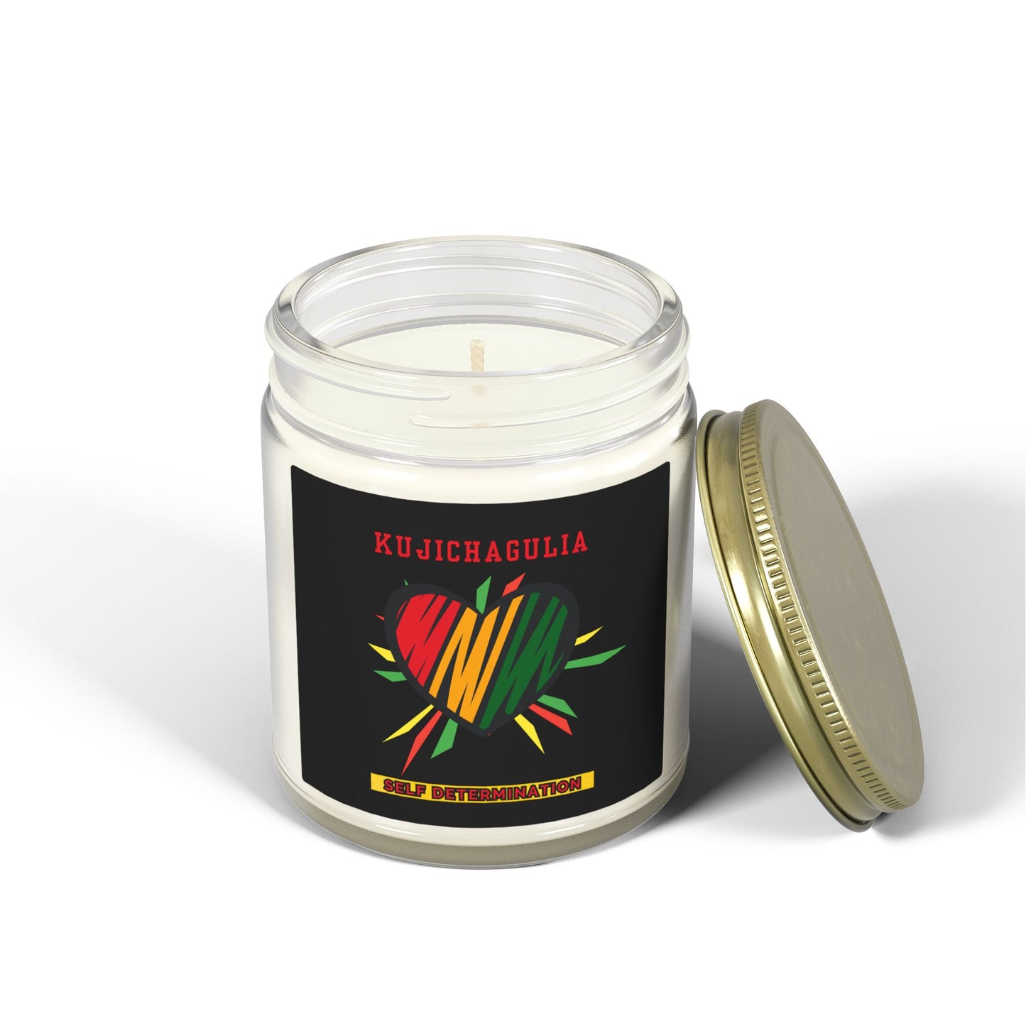 Kujichagulia Kwanzaa Candle - Self-Determination Principle Gift - Natural Coconut Apricot Wax