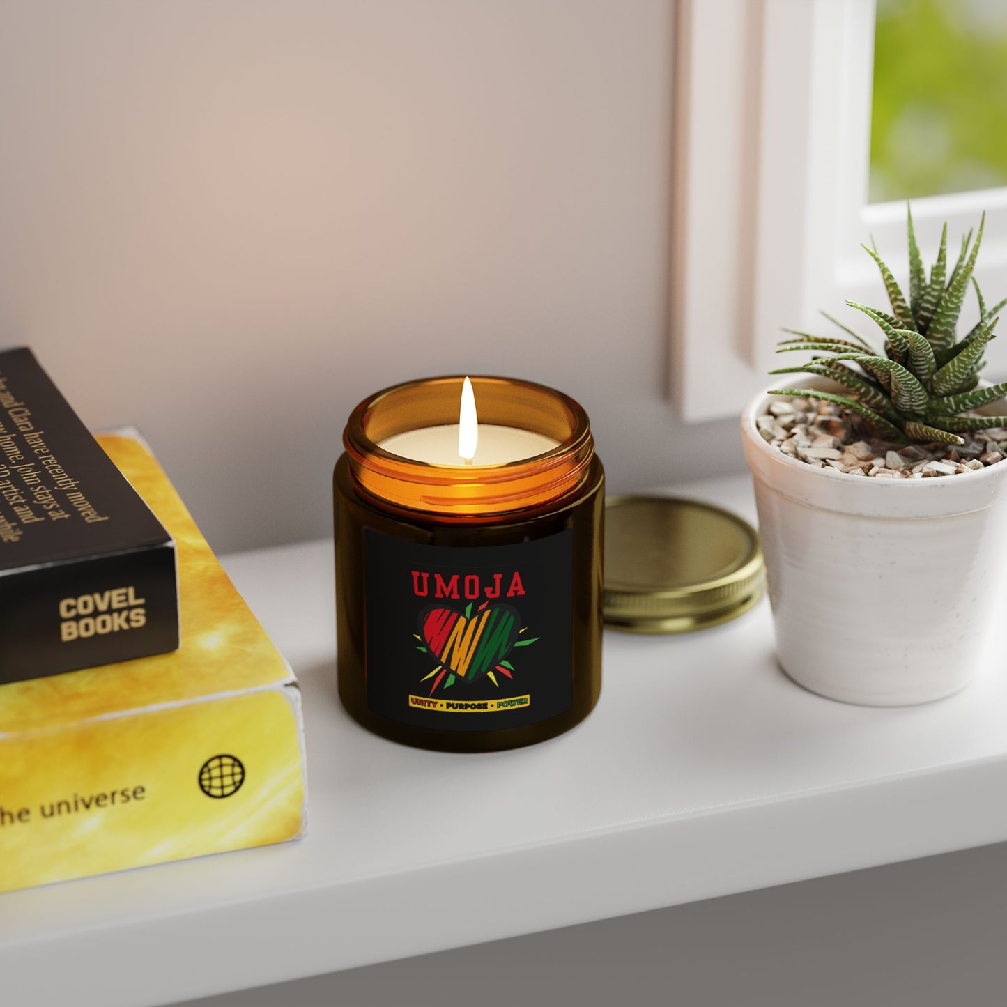 Umoja Kwanzaa Candle - Unity Principle African Heritage Gift - Natural Coconut Apricot Wax