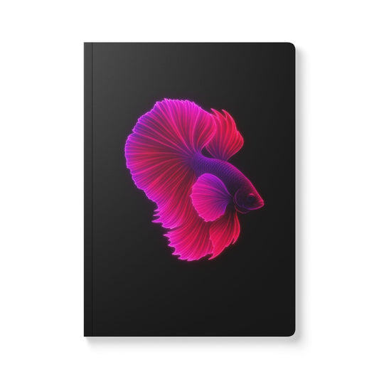 Neon Betta Fish Journal – Aesthetic Softcover Notebook with Pink and Purple Glow | Creative Writing, Sketching, Goal Setting & Daily Journaling