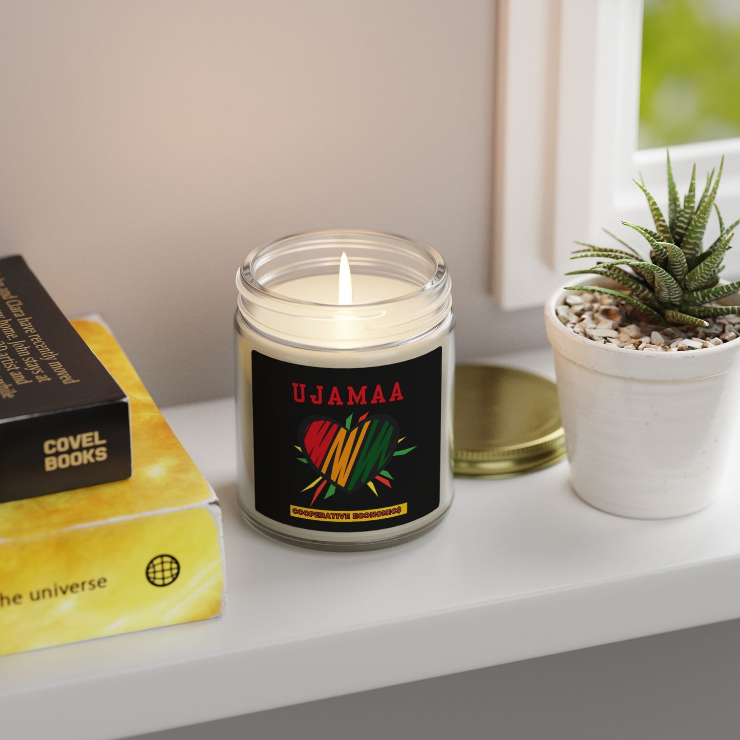 Ujamaa Kwanzaa Candle - Cooperative Economics Principle Gift - Natural Coconut Apricot Wax