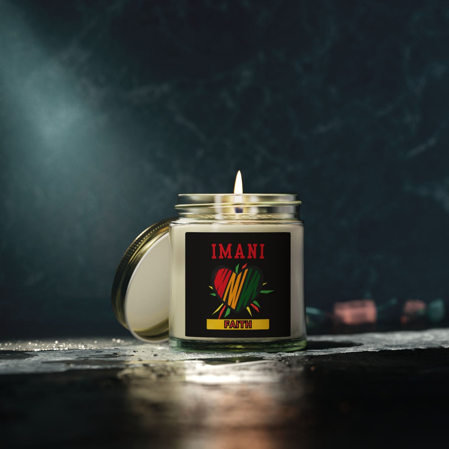 Imani Kwanzaa Candle - Faith Principle African Heritage Gift - Natural Coconut Apricot Wax