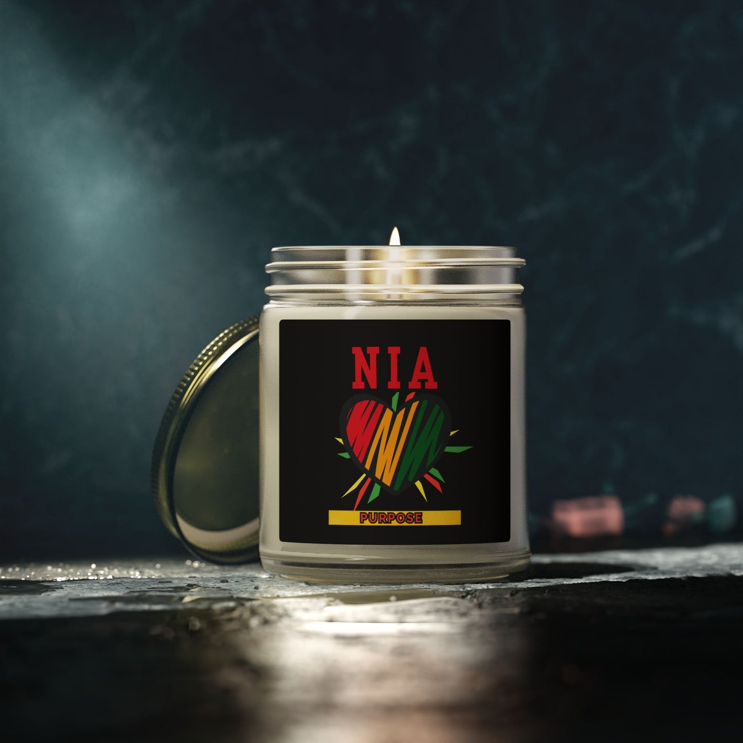 Nia Kwanzaa Candle - Purpose Principle African Heritage Gift - Natural Coconut Apricot Wax