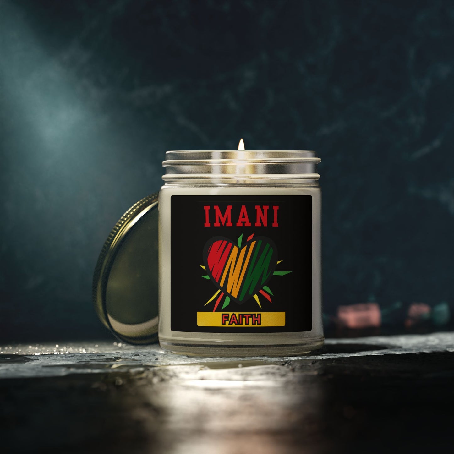 Imani Kwanzaa Candle - Faith Principle African Heritage Gift - Natural Coconut Apricot Wax