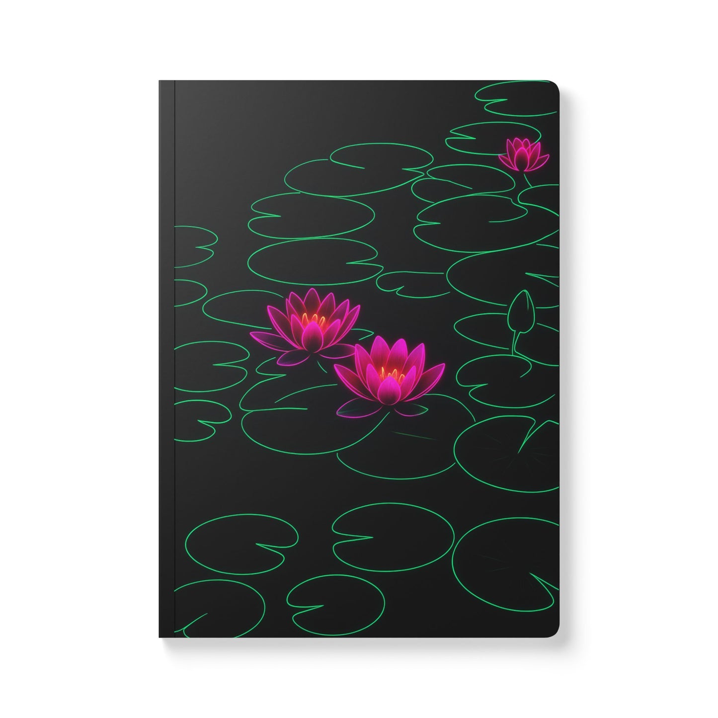 Neon Lotus Journal – Softcover Mindfulness Journal with Magenta Lotus & Lily Pad Design | Meditation, Gratitude & Spiritual Reflection Journal for Women