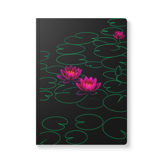 Neon Lotus Journal – Softcover Mindfulness Journal with Magenta Lotus & Lily Pad Design | Meditation, Gratitude & Spiritual Reflection Journal for Women