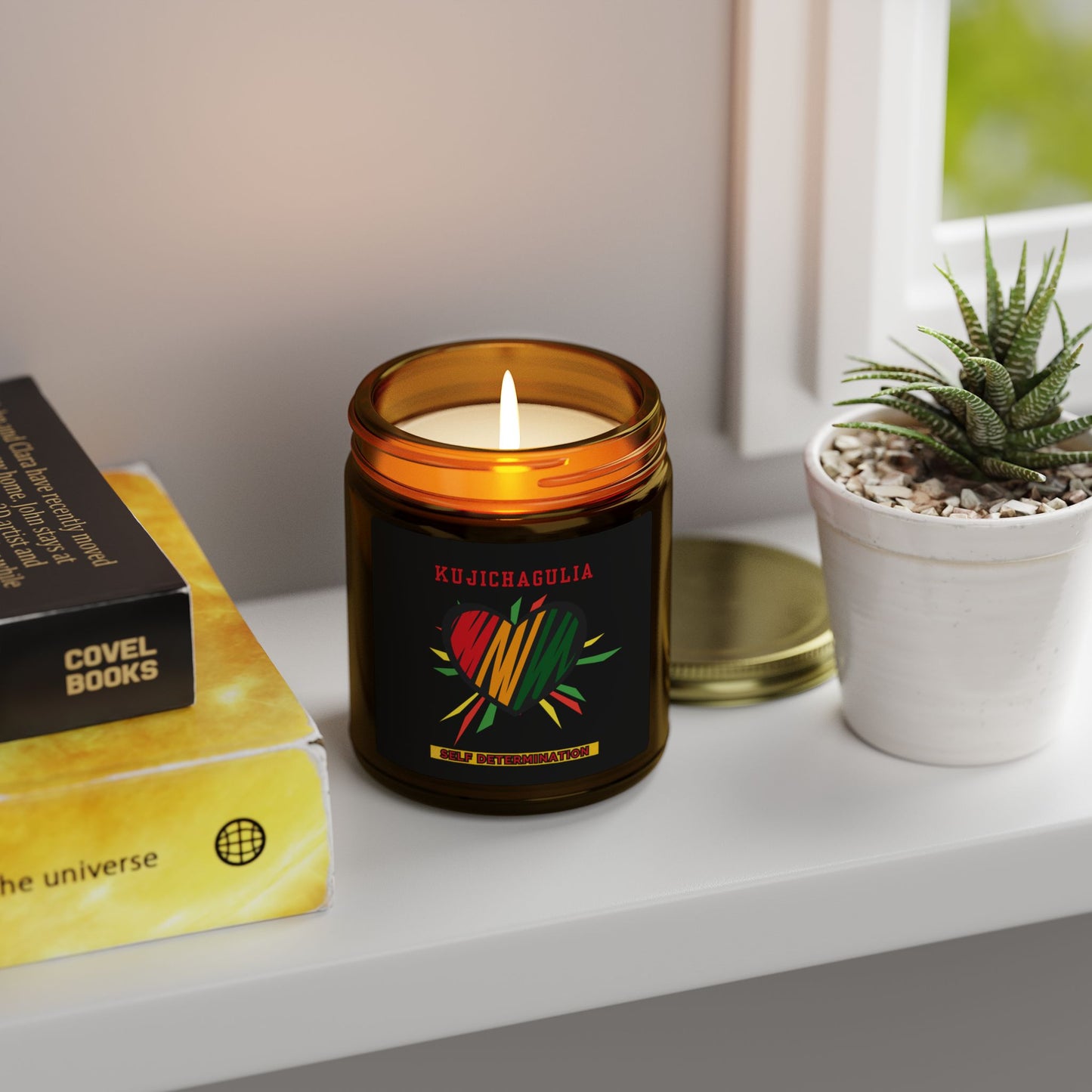 Kujichagulia Kwanzaa Candle - Self-Determination Principle Gift - Natural Coconut Apricot Wax