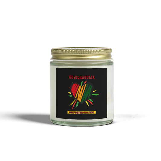 Kujichagulia Kwanzaa Candle - Self-Determination Principle Gift - Natural Coconut Apricot Wax