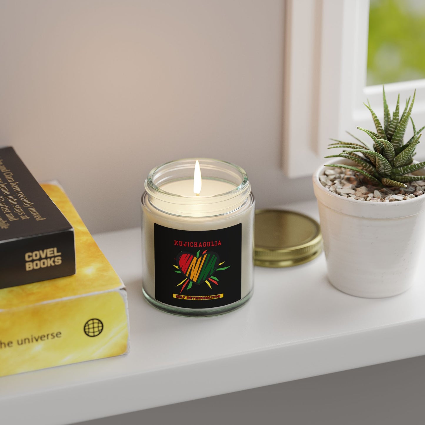 Kujichagulia Kwanzaa Candle - Self-Determination Principle Gift - Natural Coconut Apricot Wax