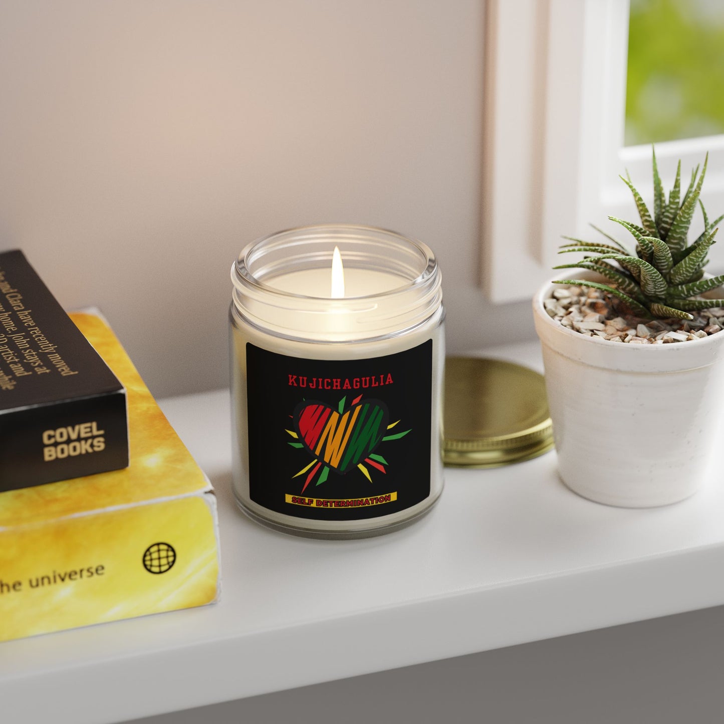 Kujichagulia Kwanzaa Candle - Self-Determination Principle Gift - Natural Coconut Apricot Wax
