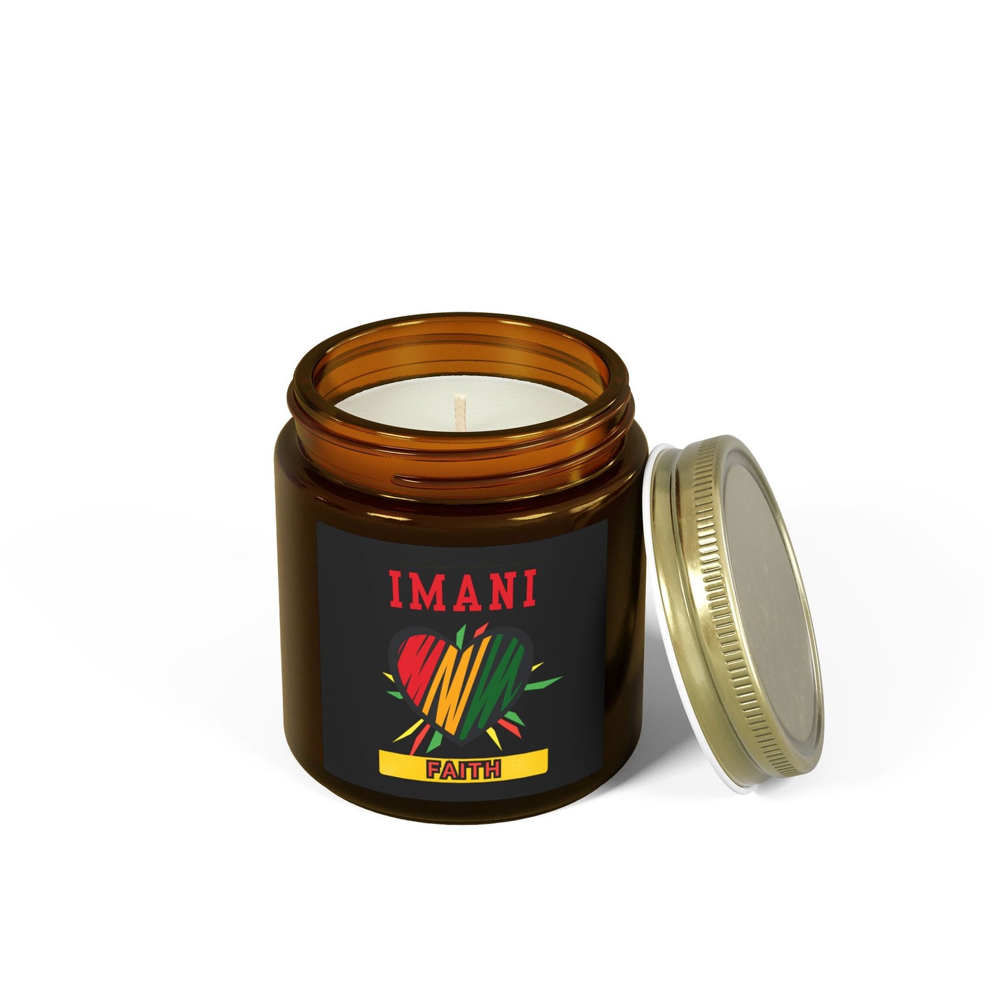 Imani Kwanzaa Candle - Faith Principle African Heritage Gift - Natural Coconut Apricot Wax