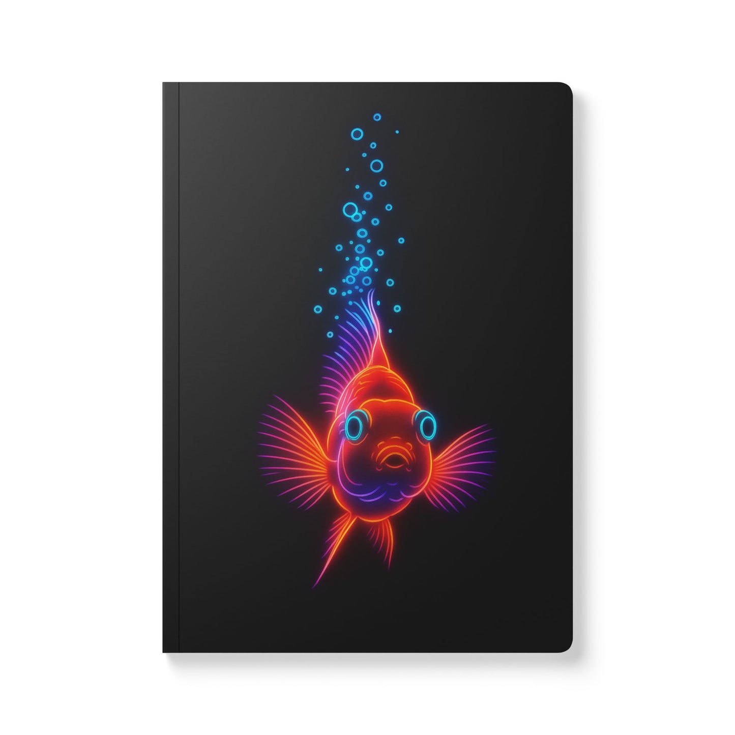 Neon Fish Journal – Bold Aesthetic Softcover Notebook with Glowing Bubbles and Ocean Vibes | Creative Writing, School Notes and Daily Journaling