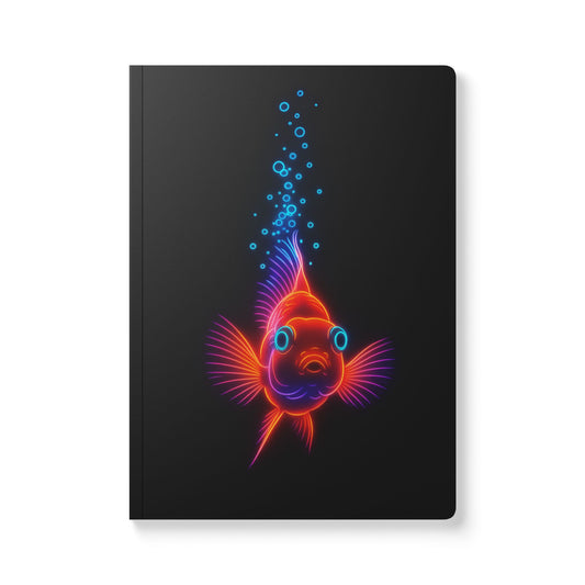 Neon Fish Journal – Bold Aesthetic Softcover Notebook with Glowing Bubbles and Ocean Vibes | Creative Writing, School Notes and Daily Journaling
