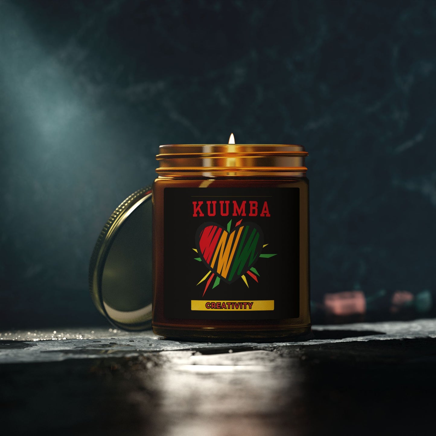 Kuumba Kwanzaa Candle - African Heritage Creativity Principle Gift - Natural Coconut Apricot Wax