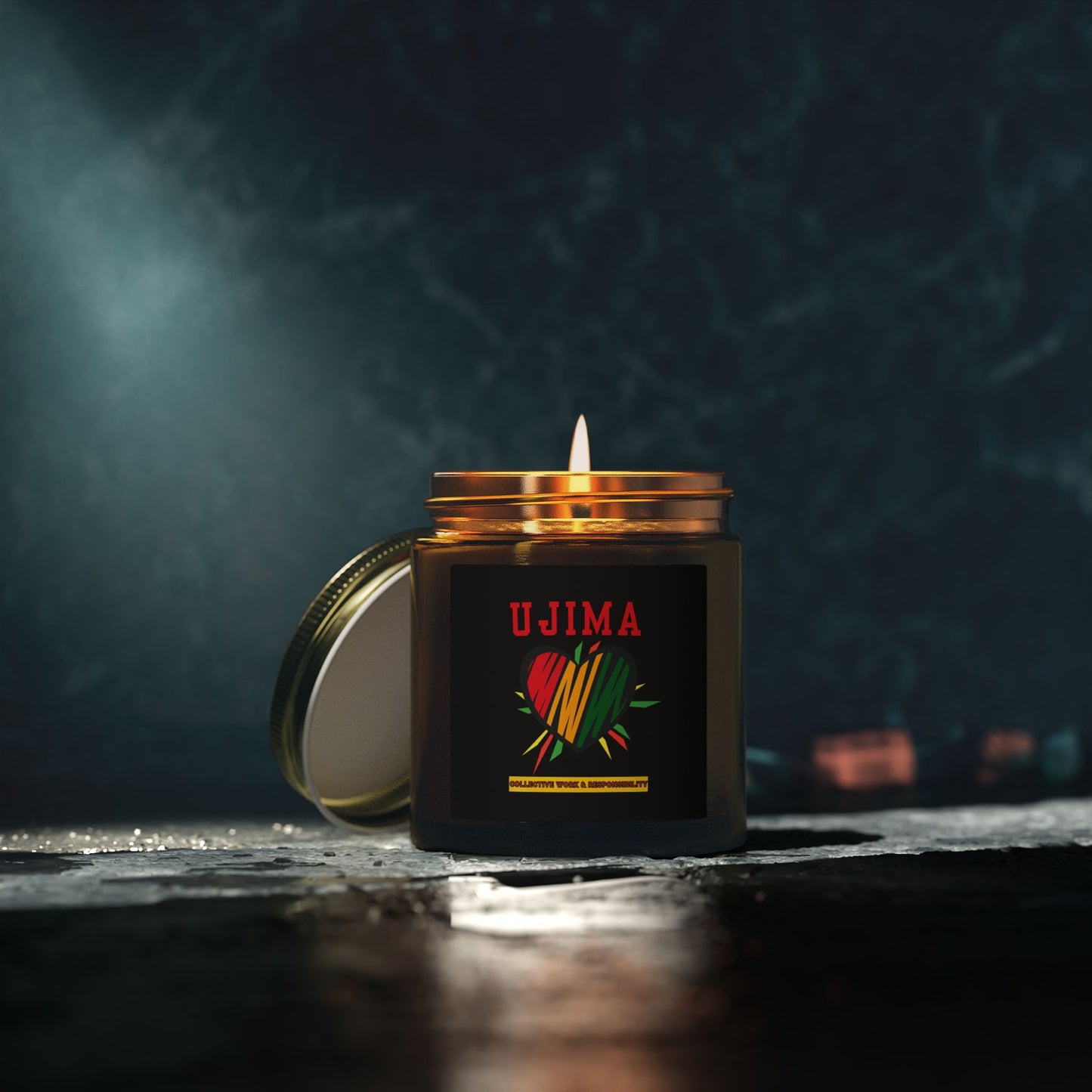 Ujima Kwanzaa Candle - Collective Work Responsibility Principle - Natural Coconut Apricot Wax