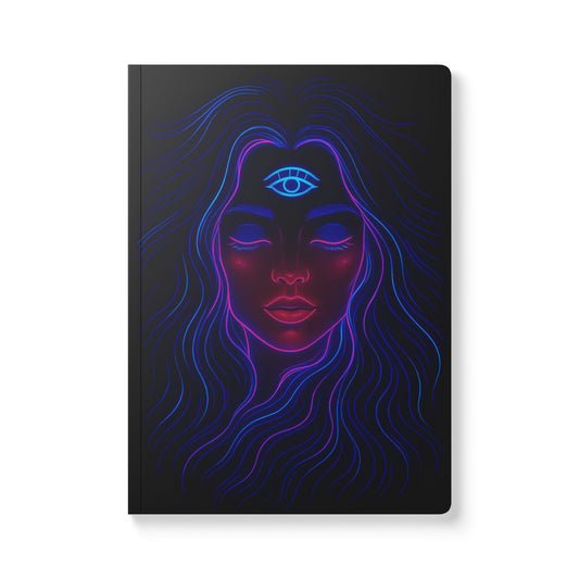 Third Eye Neon Journal – Mystical Woman Softcover Journal for Intuition, Manifestation, Shadow Work and Spiritual Journaling