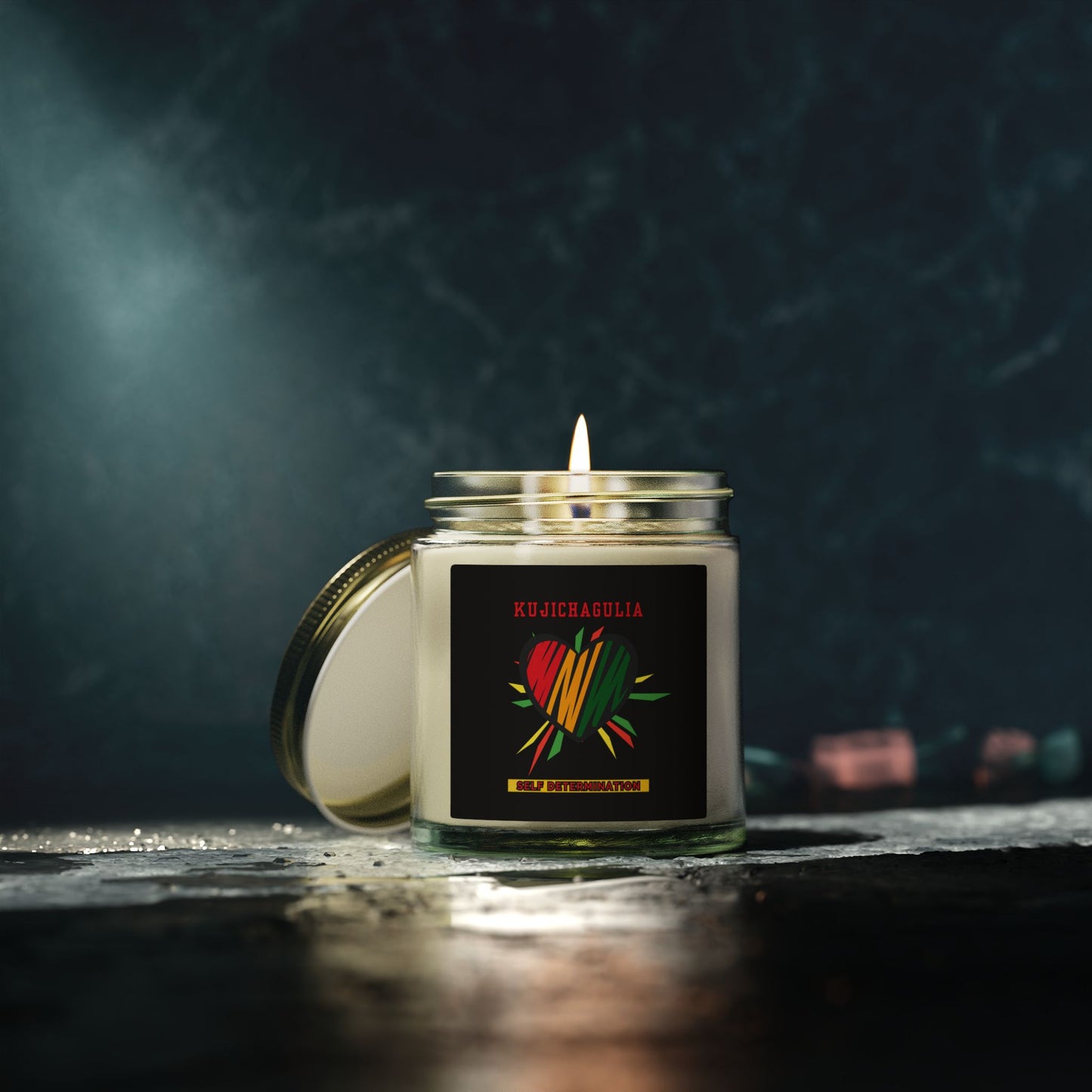 Kujichagulia Kwanzaa Candle - Self-Determination Principle Gift - Natural Coconut Apricot Wax