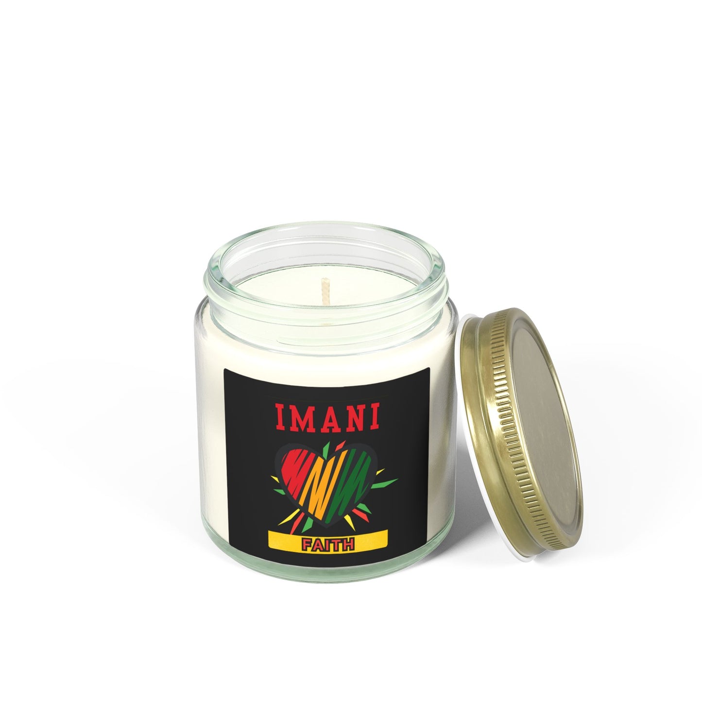 Imani Kwanzaa Candle - Faith Principle African Heritage Gift - Natural Coconut Apricot Wax